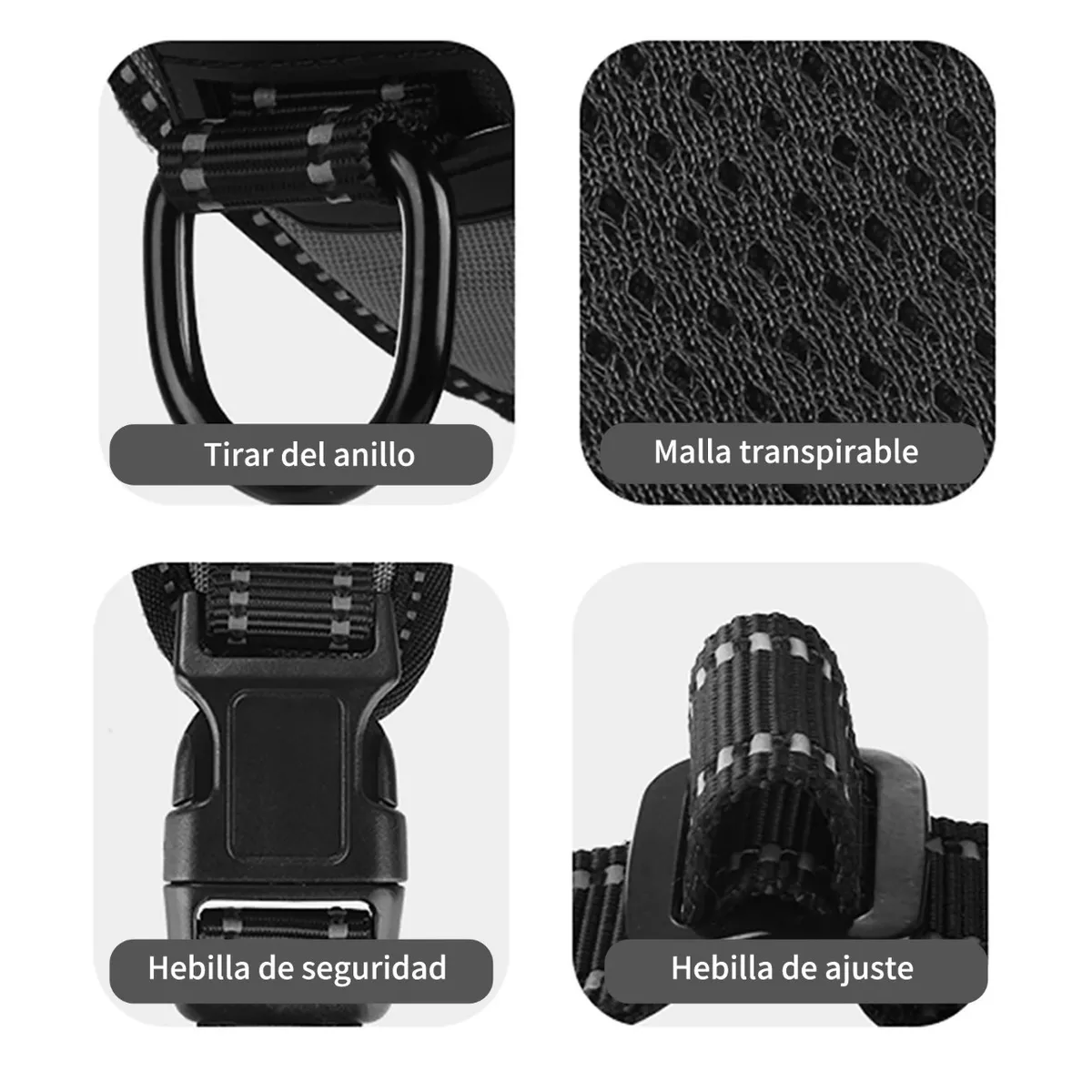 Foto 4 pulgar | Pechera Arnés para Perro Regulable con Bandas Reflectivas Xl Eo Safe Imports Esi-11563 Negra
