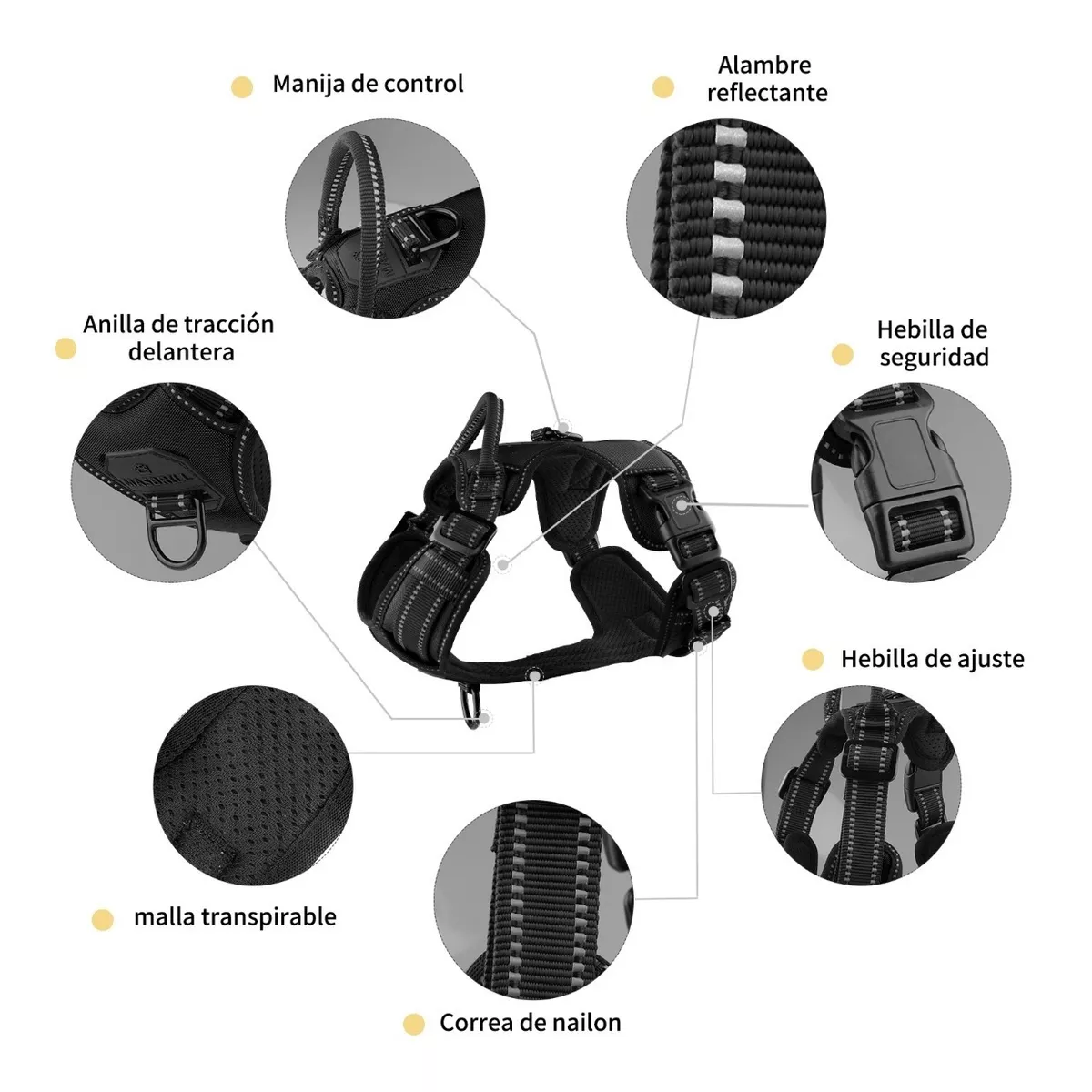 Foto 5 pulgar | Pechera Arnés para Perro Regulable con Bandas Reflectivas Xl Eo Safe Imports Esi-11563 Negra