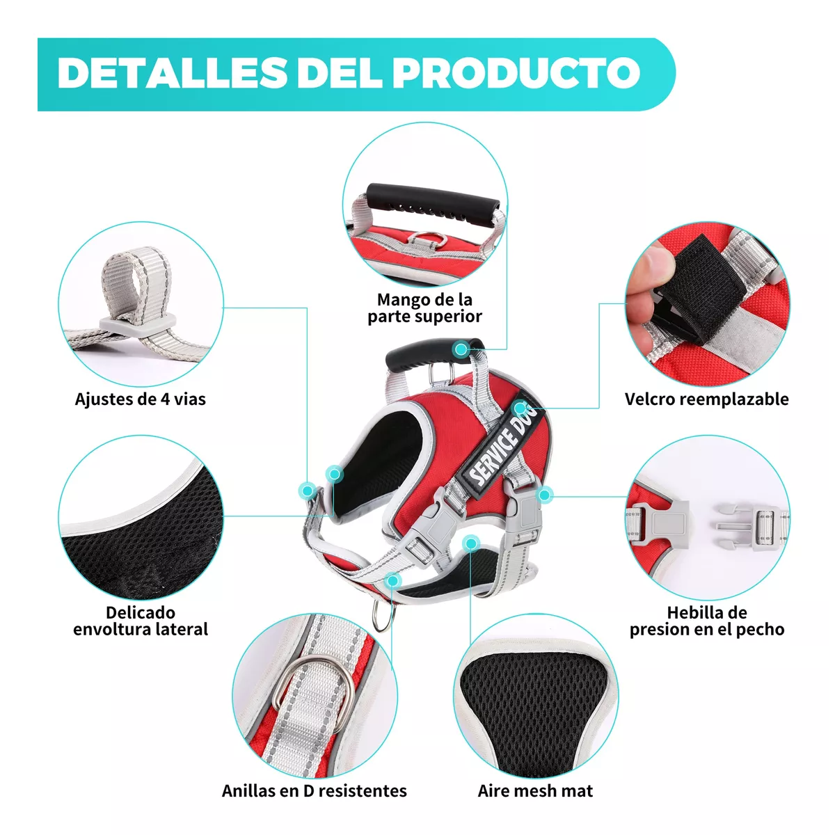 Foto 4 pulgar | Pechera  Para Perro Arnes Chaleco Reflectante Con Correas Eo Safe Imports Esi-12195 Rojo