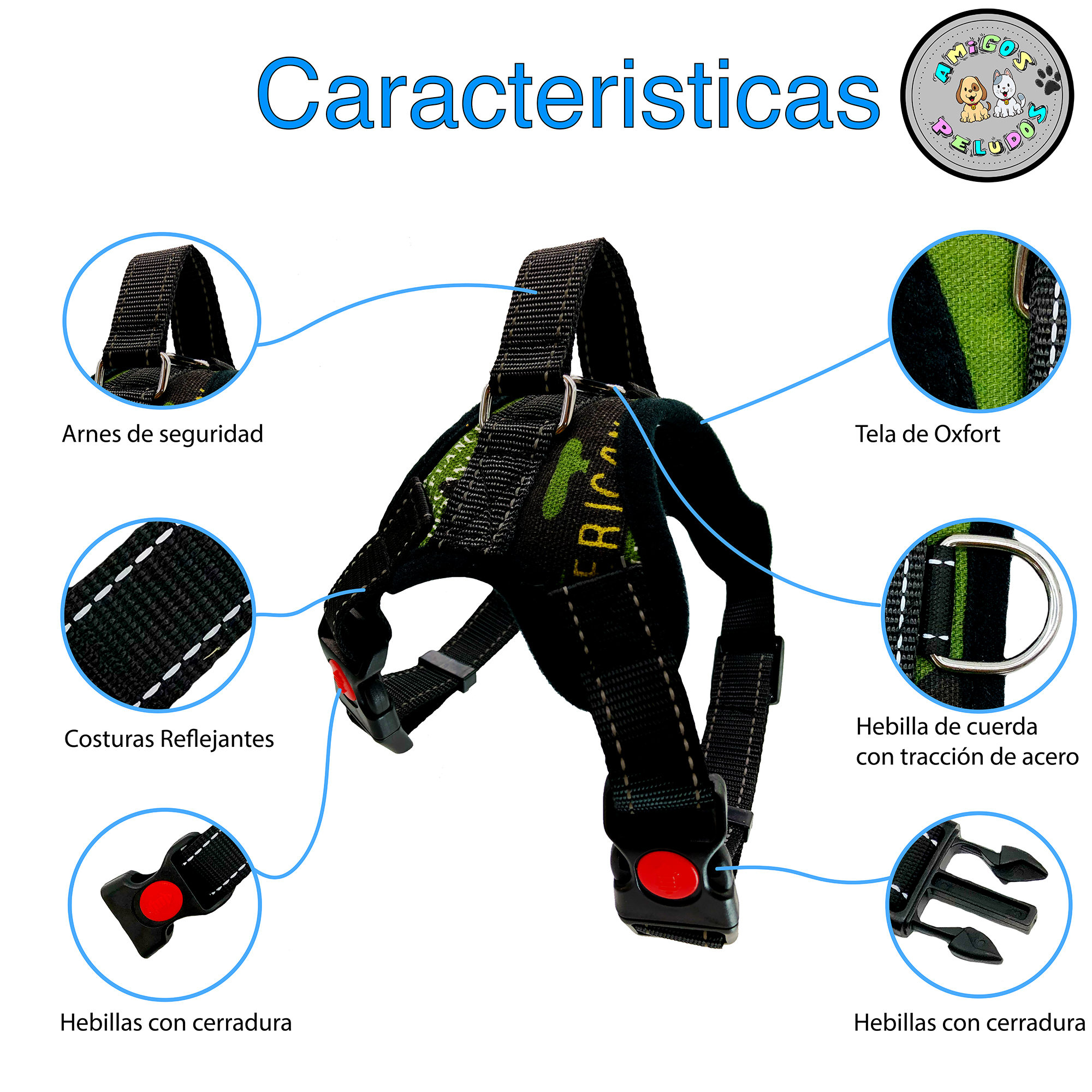 Foto 3 pulgar | Pechera para Perros Amigos Peludos con Arnés de Seguridad Razas Medianas Y Grandes