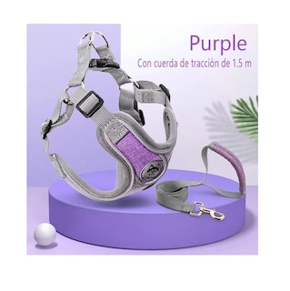 Foto 2 | Pecheras Arnés con Correa Reflectantes para Perros Talla L Violeta