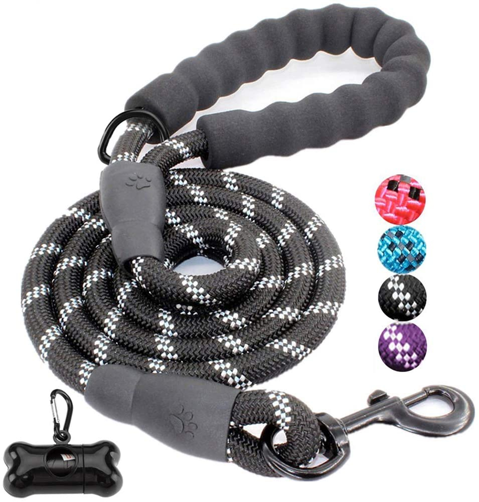 Correa Para Perros Jieyou De 5 Pies, Resistente, Con Asa Acolchada, Negra - Venta Internacional.