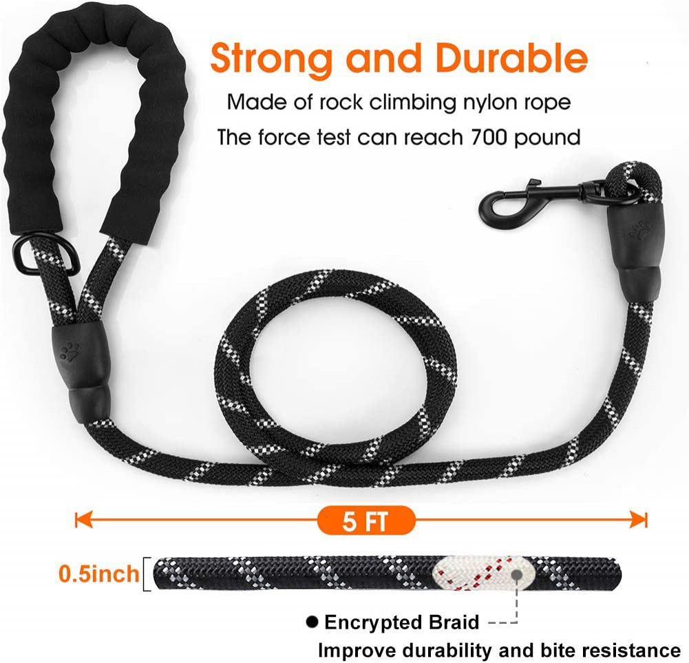 Foto 3 pulgar | Correa Para Perros Jieyou De 5 Pies, Resistente, Con Asa Acolchada, Negra - Venta Internacional.