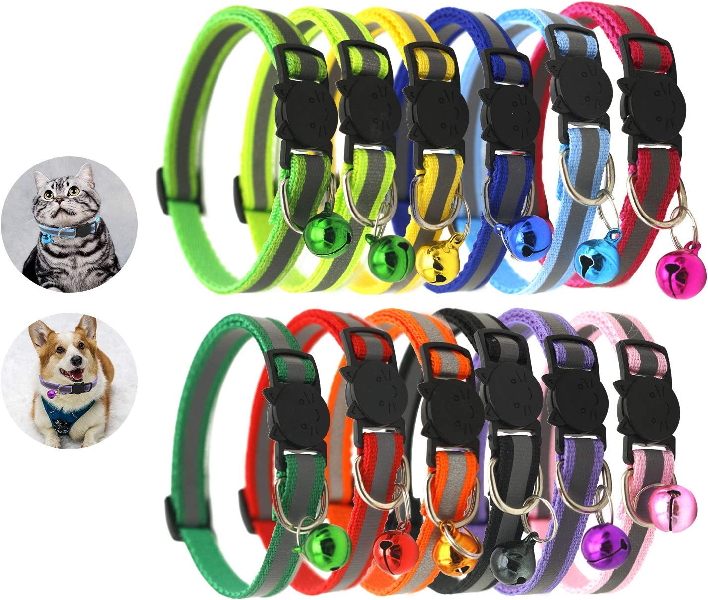 Foto 2 pulgar | Juego De Collares Para Gatos Jieyou Reflectantes Y Ajustables, 12 Piezas - Venta Internacional.