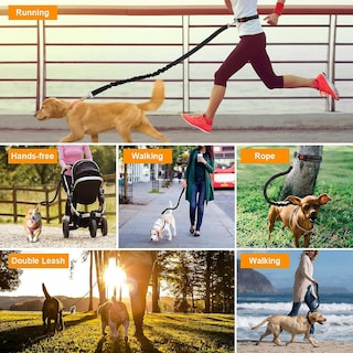 Foto 4 | Correa Ajustable Para Perros Sanlin Beans Con Manos Libres, Nailon Negro - Venta Internacional.