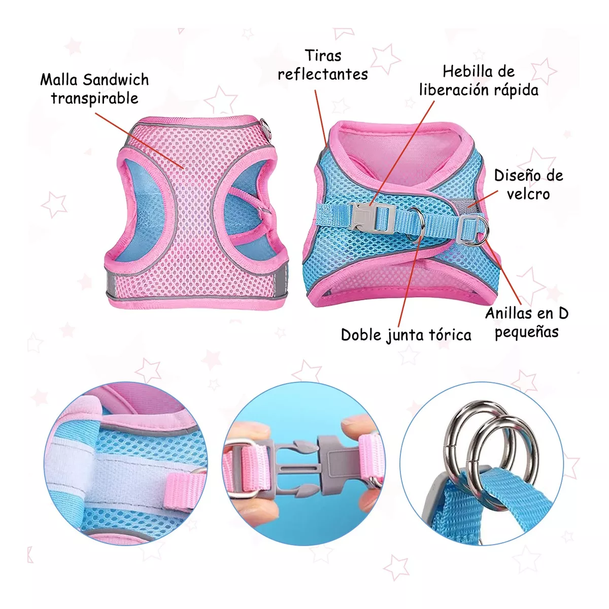 Foto 4 pulgar | Set 2 Pechera Arnés Y Correa Para Perros Y Gatos Estilo1 Talla Xs Eo Safe Imports Esi-17803 Multicolor