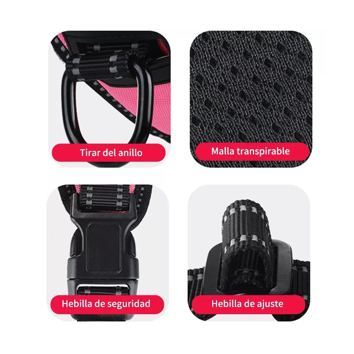 Foto 4 pulgar | Pechera Arnés Para Perro Regulable Con Bandas Reflectivas Xl Eo Safe Imports Esi-11564-1 Rosa