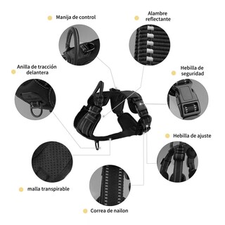 Foto 4 | Pechera Arnés Para Perro Regulable Con Bandas Reflectivas M Eo Safe Imports Esi-11561-1 Negro