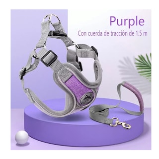 Foto 2 | Pecheras Arnés Con Correa Y Bandas Reflectantes Para Perros Belug Talla L Violeta Gris