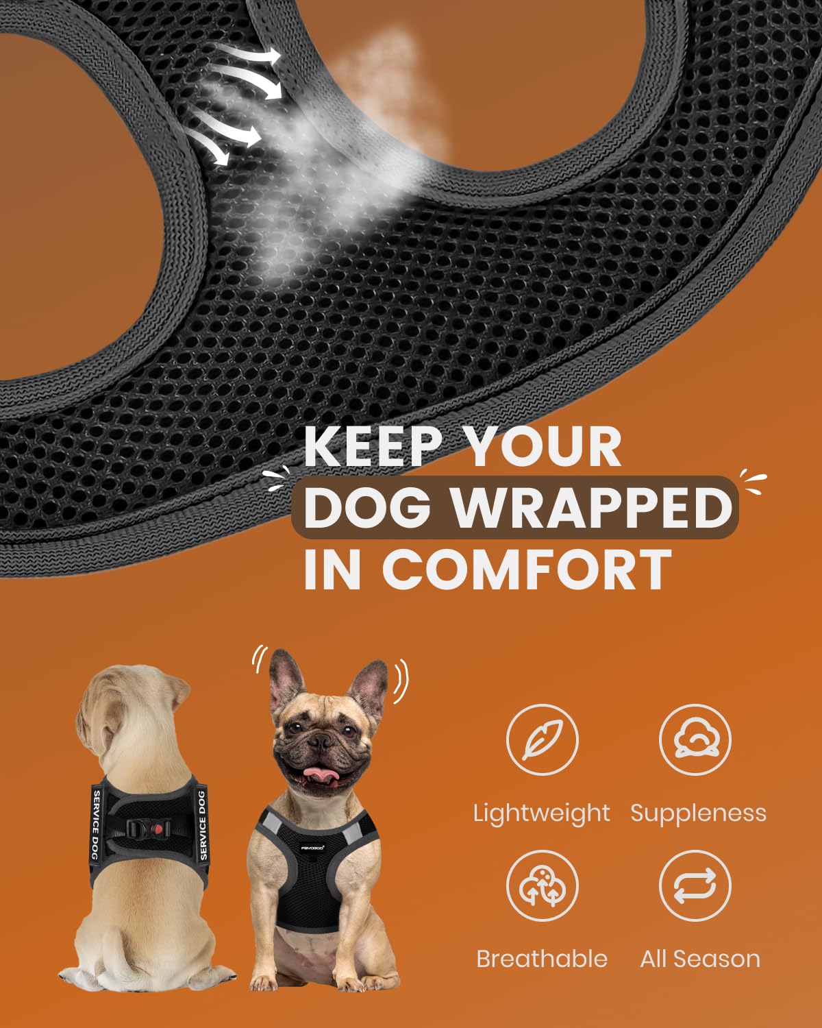Foto 3 pulgar | Chaleco Fayogoo Para Perros De Servicio, Ligero, Para Razas Pequeñas, Con Parches - Venta Internacional.