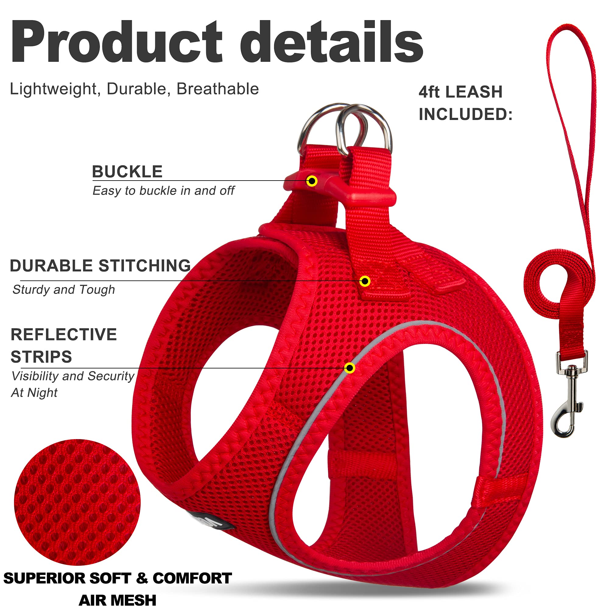 Foto 3 pulgar | Arnés Para Perros Fida Comfy Soft Mesh Con Correa Para Perros Pequeños Y Medianos - Venta Internacional.