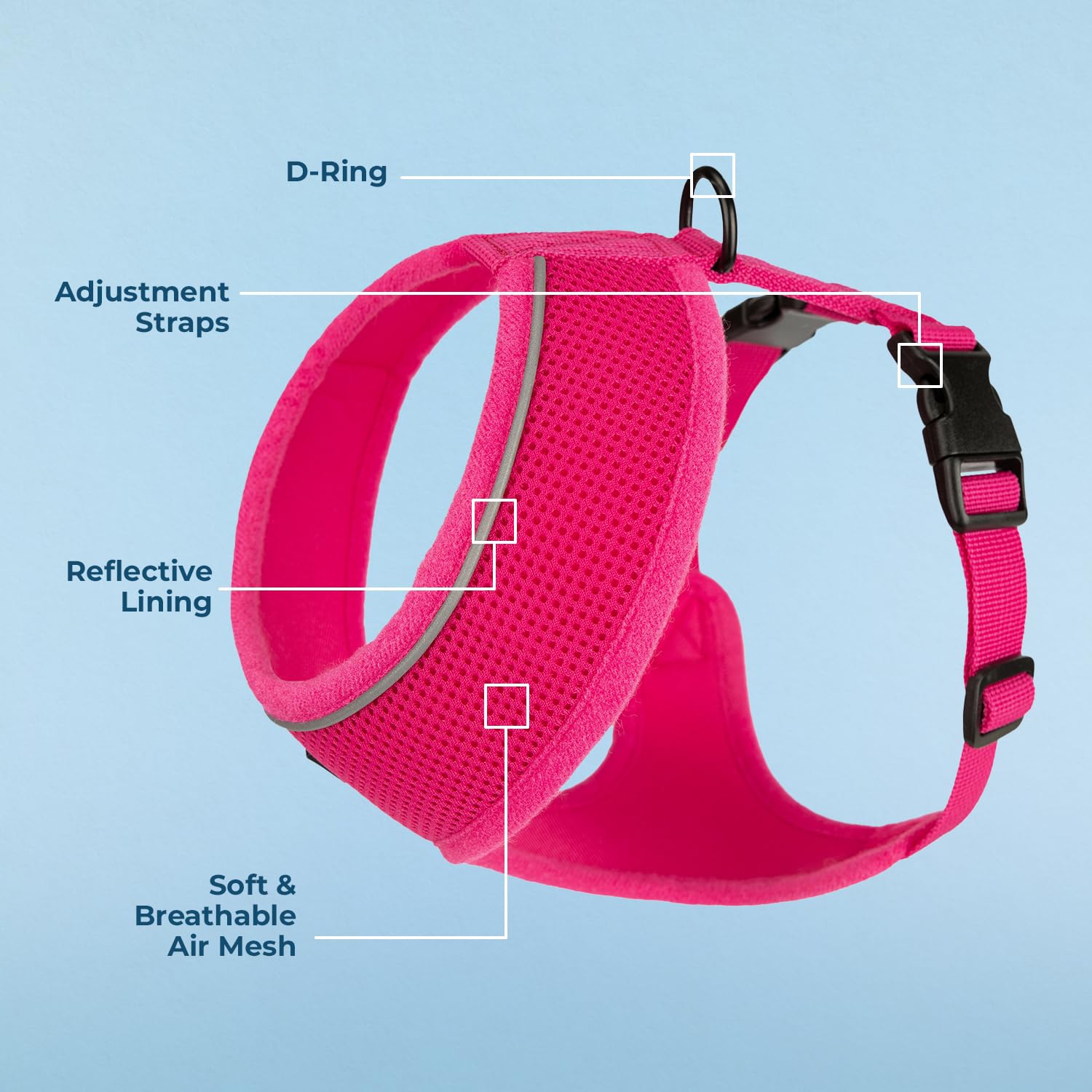 Foto 4 pulgar | Arnés Para Perros Voyager Aerolite, Malla Antitracción, Fucsia, Xs - Venta Internacional.
