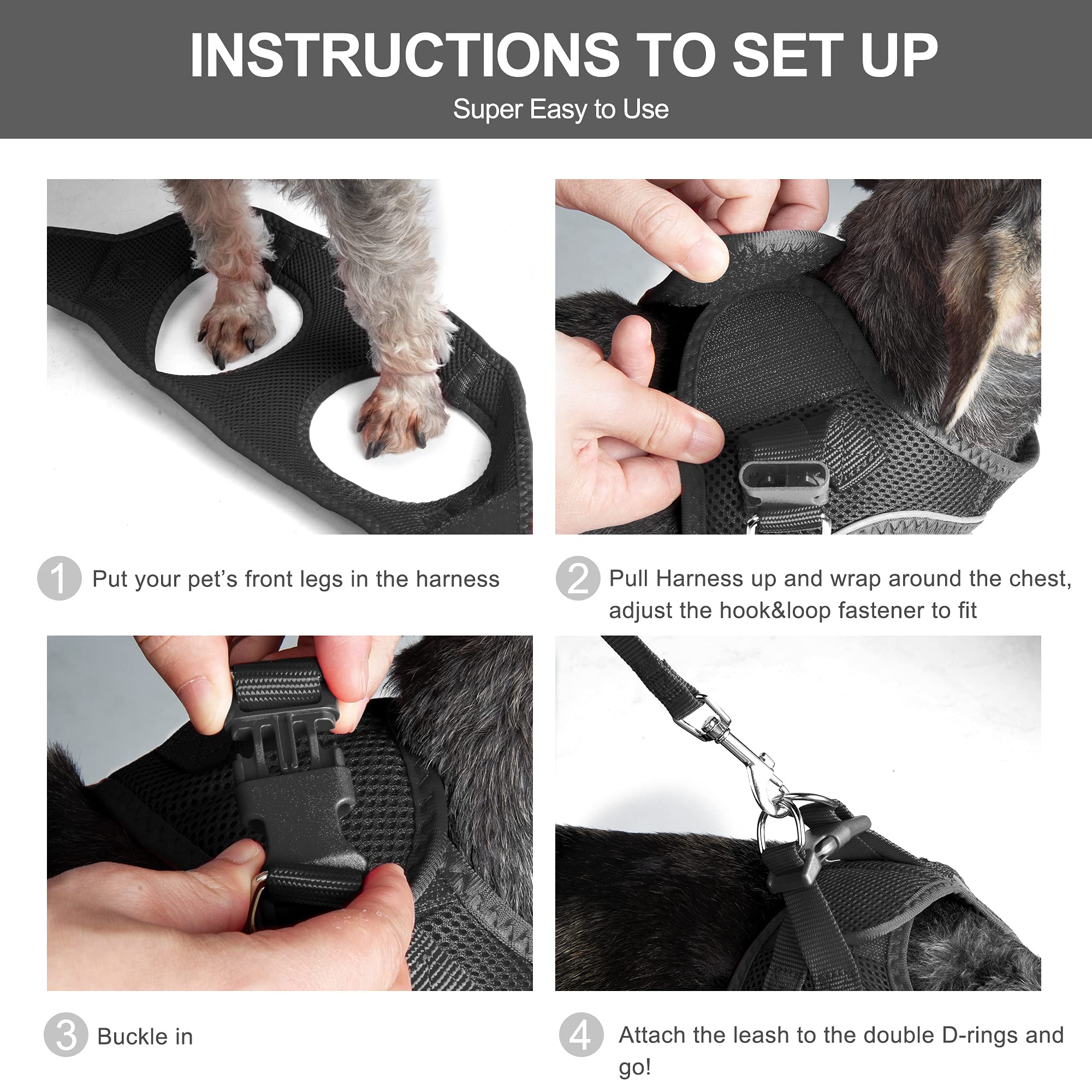 Foto 5 | Arnés Para Mascotas Con Correa Fida Comfy Para Perro Y Gato Xxs Negro - Venta Internacional.