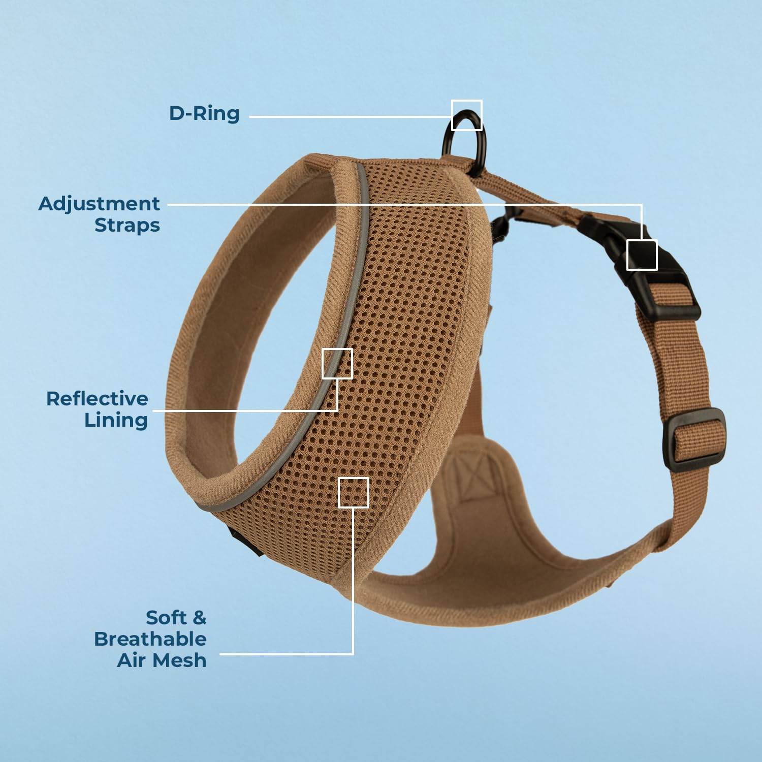 Foto 4 pulgar | Arnés Para Perros Voyager Aerolite, Malla Sin Tirones, Color Beige, Talla L - Venta Internacional.