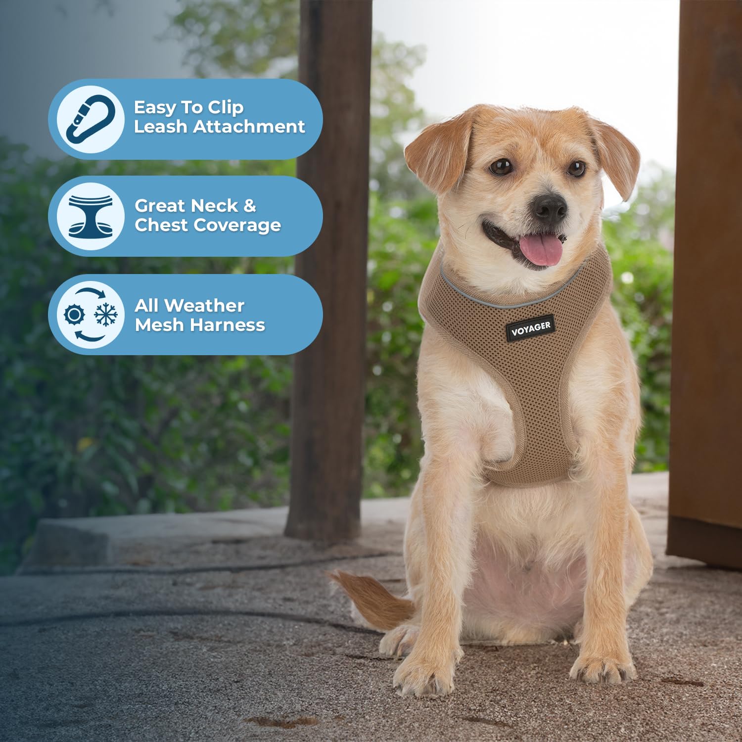 Foto 5 | Arnés Para Perros Voyager Aerolite, Malla Sin Tirones, Color Beige, Talla L - Venta Internacional.