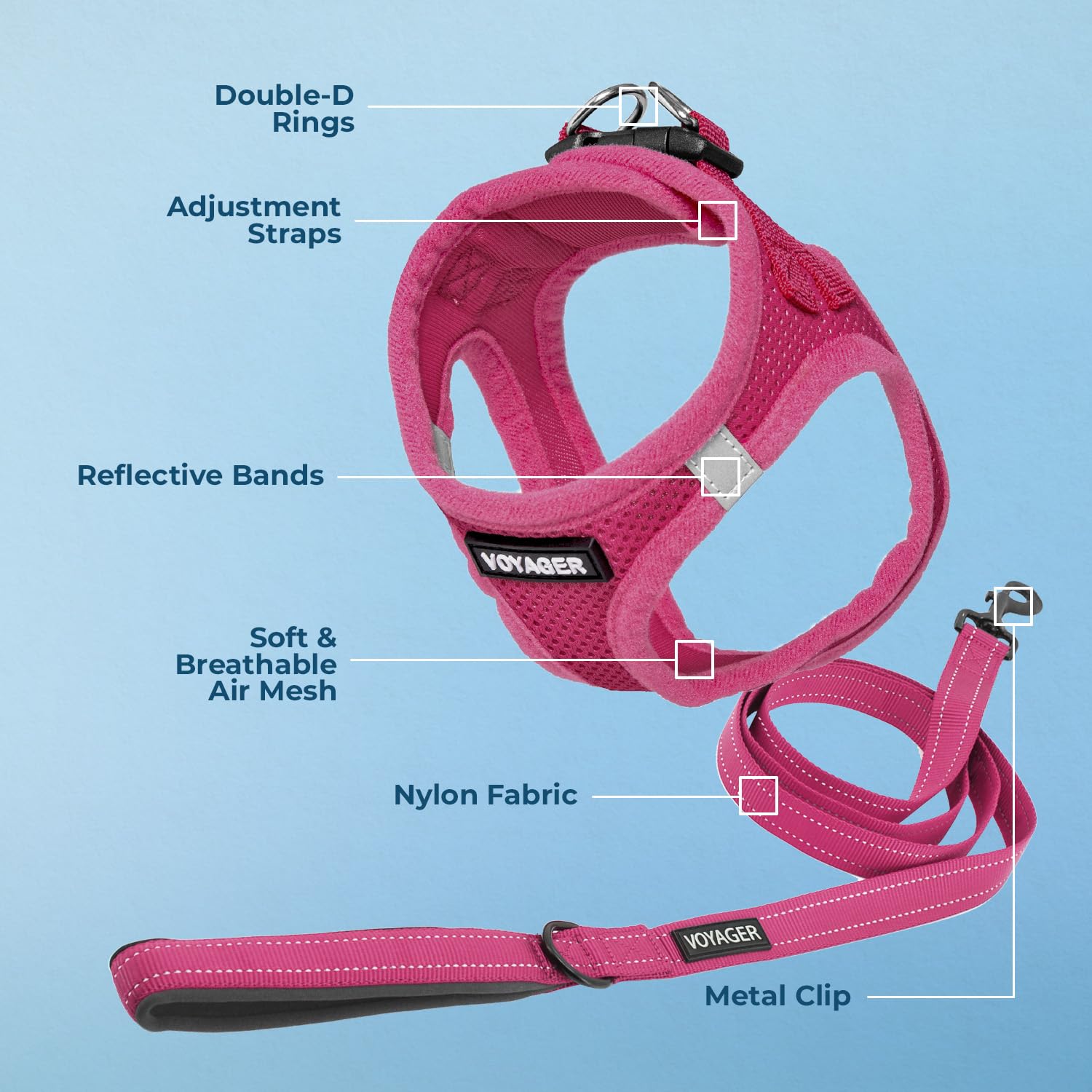 Foto 3 | Combo De Arnés Y Correa Para Perros Voyager Step-in Air S Fuchsia - Venta Internacional.