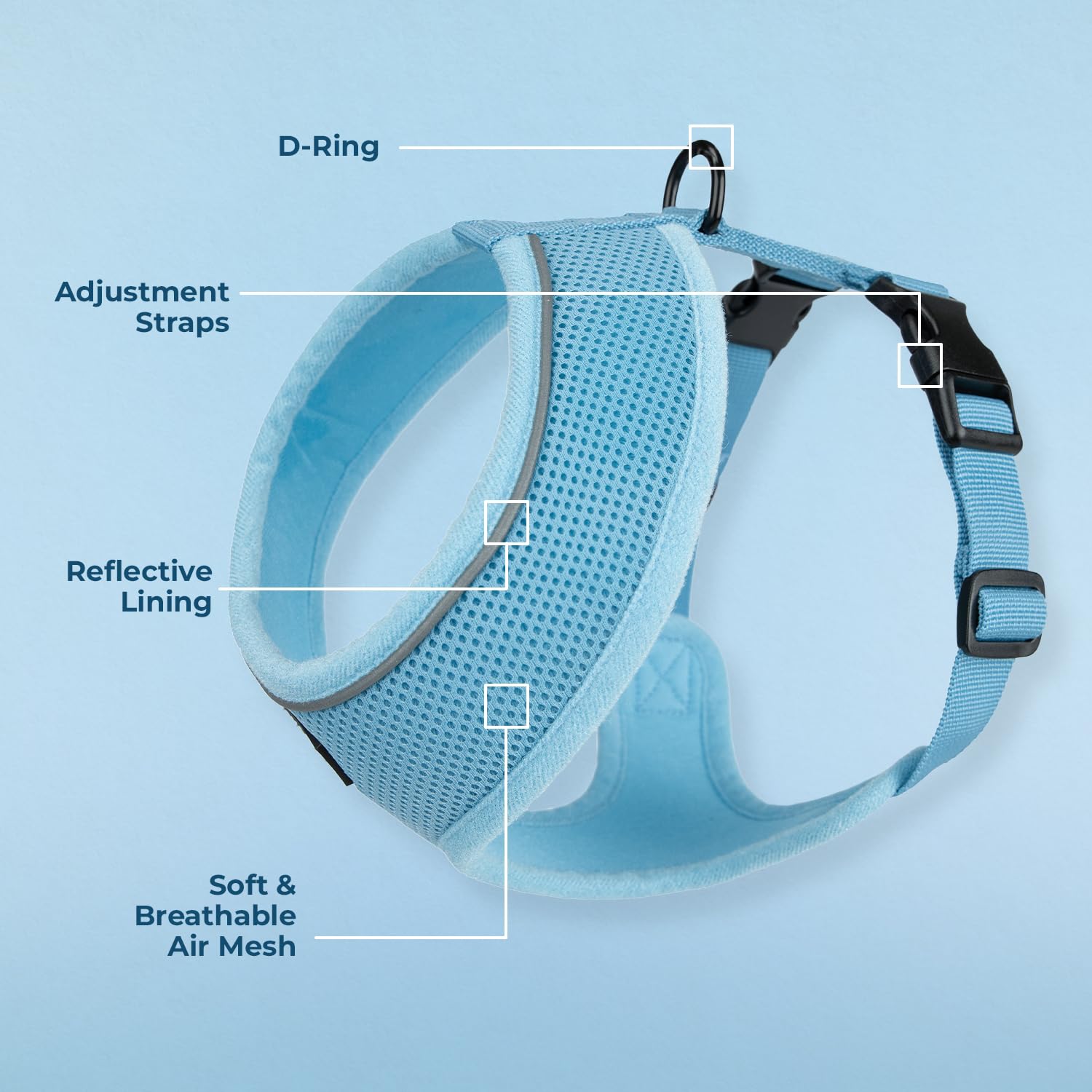 Foto 4 pulgar | Arnés Para Perros Voyager Aerolite, Malla Sin Tirones, Color Azul Bebé, Talla L - Venta Internacional.