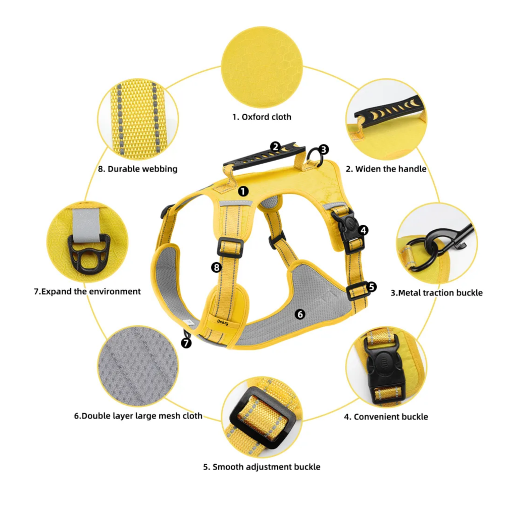 Foto 3 pulgar | Pechera Arnés De Seguridad Para Perro Amarillo Talla Xl Belug