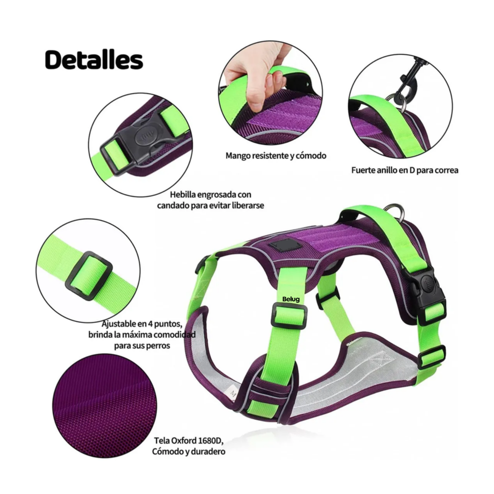 Foto 3 pulgar | Pecheras Para Perros Con Cuerda De Tracción Belug Purple Talla S