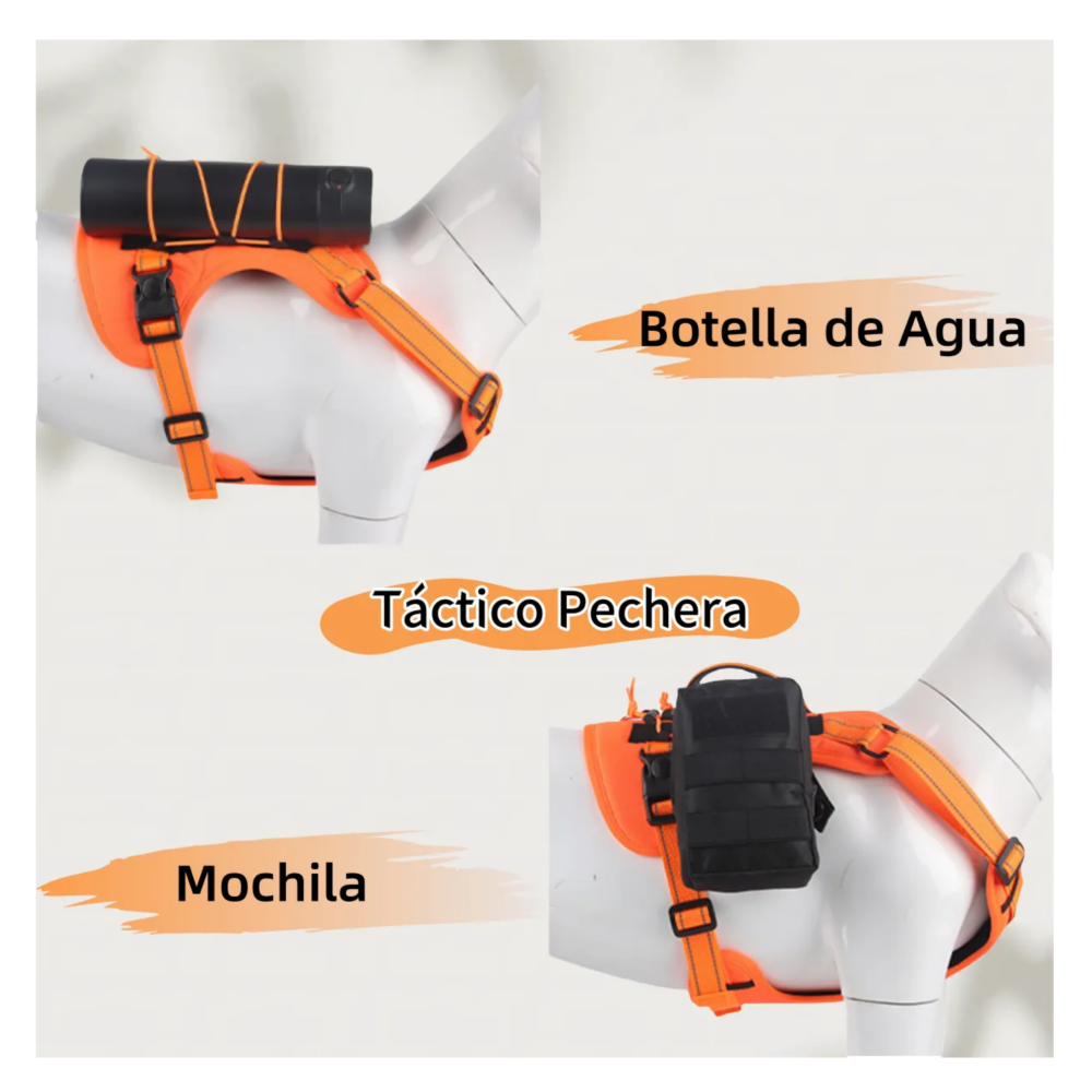 Foto 5 | Pechera Arnés Táctica Con Correa Perro Belug, Talla M Naranja