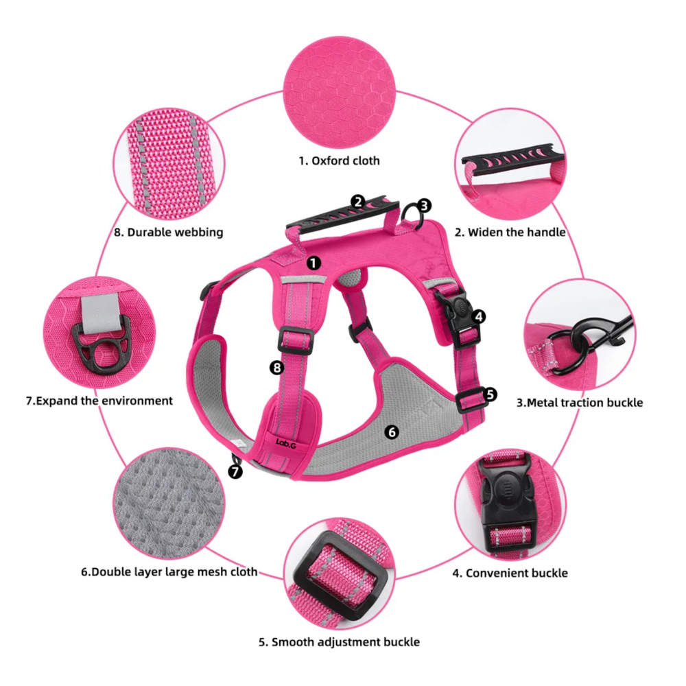 Foto 3 pulgar | Pechera Arnés De Seguridad Para Perro Lab.g   Fucsia Talla S