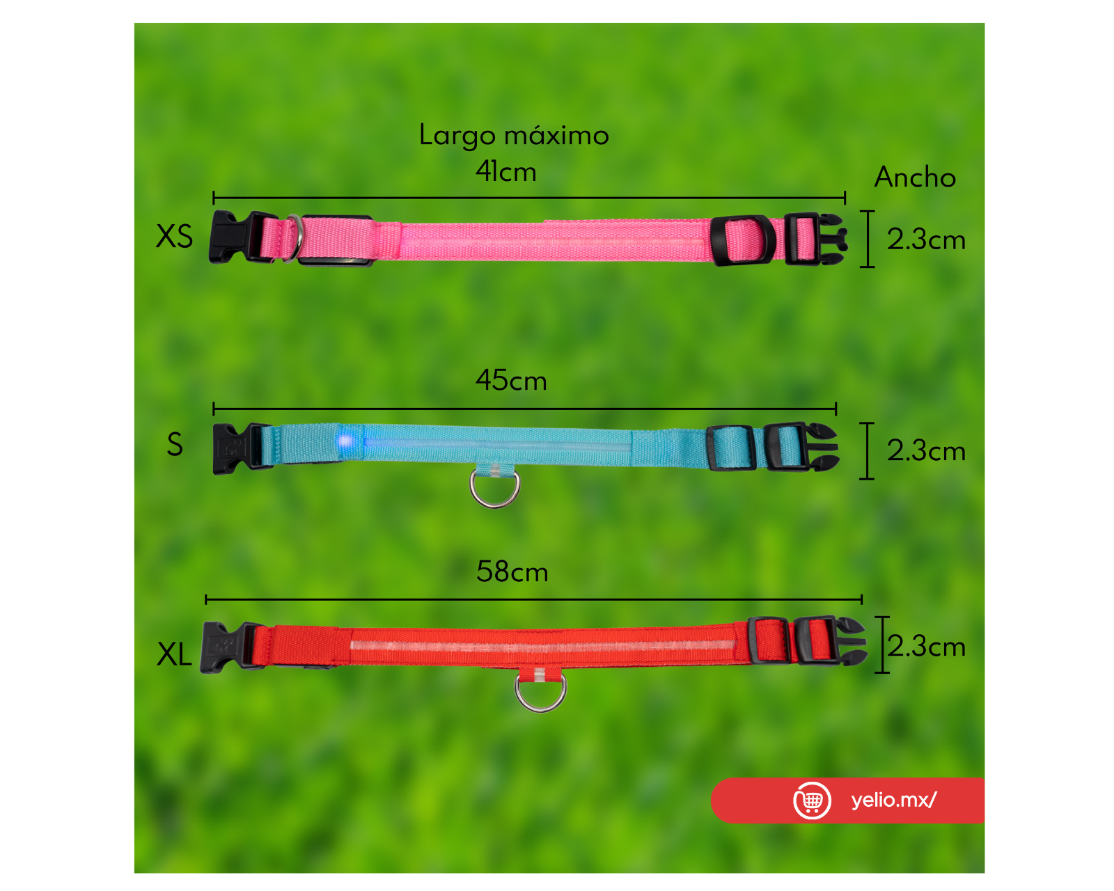 Foto 4 pulgar | Collar Para Mascotas Yelio Ajustable Con Luz Recargable Dog & Bone Talla-s Color Rosa