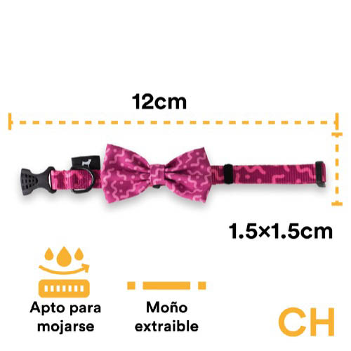 Foto 4 pulgar | Collar con Moño para Perro Jack Pet Style con Cintilla Reforzada y Herraje de Acero Reforzado Fucsia Talla Ch