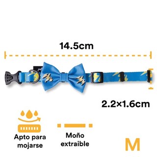 Foto 3 | Collar con Moño para Perro Jack Pet Style con Cintilla Reforzada y Herraje de Acero Reforzado Celeste Talla M