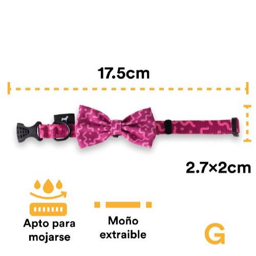 Foto 4 pulgar | Collar con Moño para Perro Jack Pet Style con Cintilla Reforzada y Herraje de Acero Reforzado Fucsia Talla G