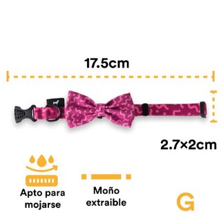 Foto 3 | Collar con Moño para Perro Jack Pet Style con Cintilla Reforzada y Herraje de Acero Reforzado Fucsia Talla G