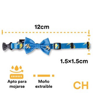 Foto 3 | Collar con Moño para Perro Jack Pet Style con Cintilla Reforzada y Herraje de Acero Reforzado Celeste Talla Ch