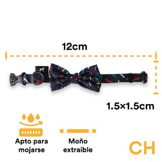 Foto 3 | Collar con Moño para Perro Jack Pet Style con Cintilla Reforzada y Herraje de Acero Reforzado Negro Talla Ch