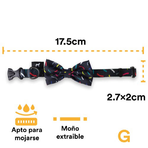 Foto 4 pulgar | Collar con Moño para Perro Jack Pet Style con Cintilla Reforzada y Herraje de Acero Reforzado Negro Talla G