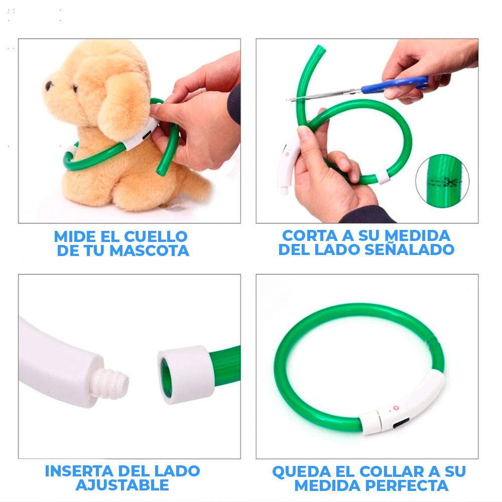 Foto 4 pulgar | Collar con Luz Elegate MAS.GJ12373-M color Verde LED Recargable USB Talla M