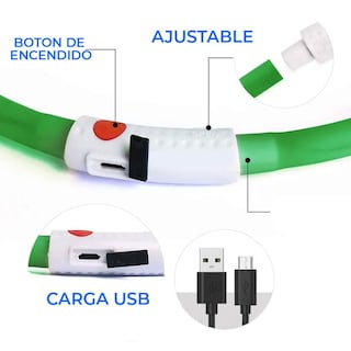 Foto 3 | Collar para Mascota Elegate MAS.31.L color Verde con Luz LED Recargable USB Talla L