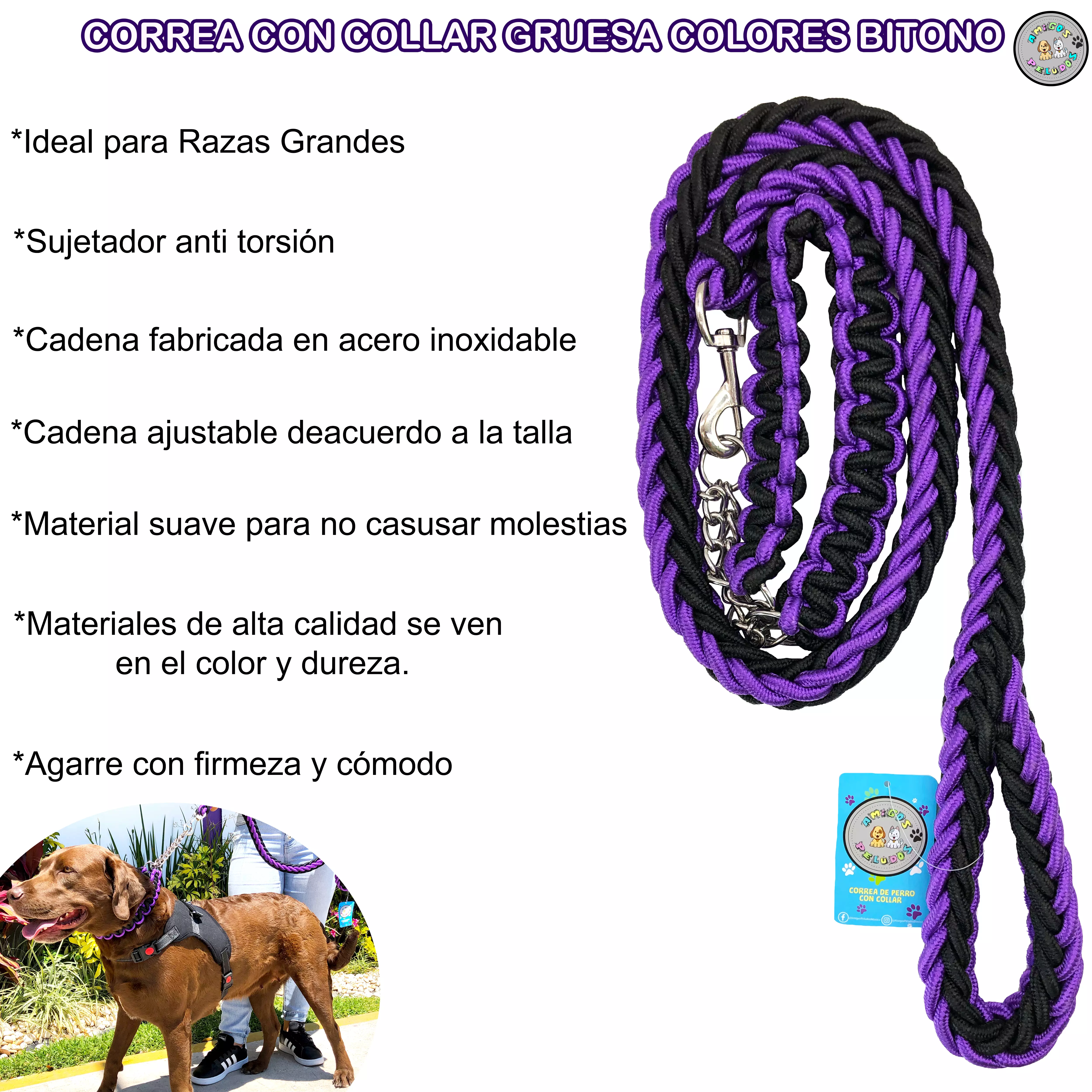 Foto 5 | Correa con Collar para Perros Razas Grandes color Rojo con Negro