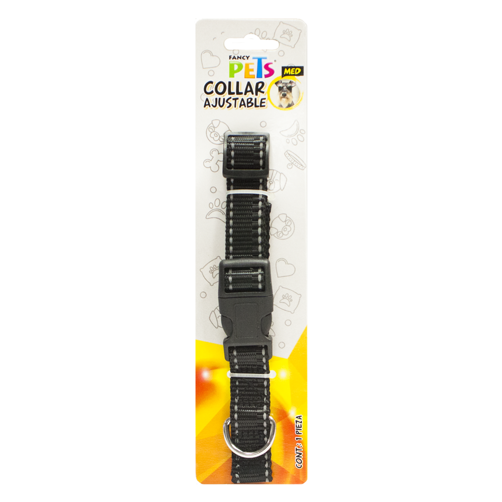 Collar Ajustable para Perro Fancy Pets FL8703 Colores Surtidos con Bandas Reflejantes Tamaño Mediano