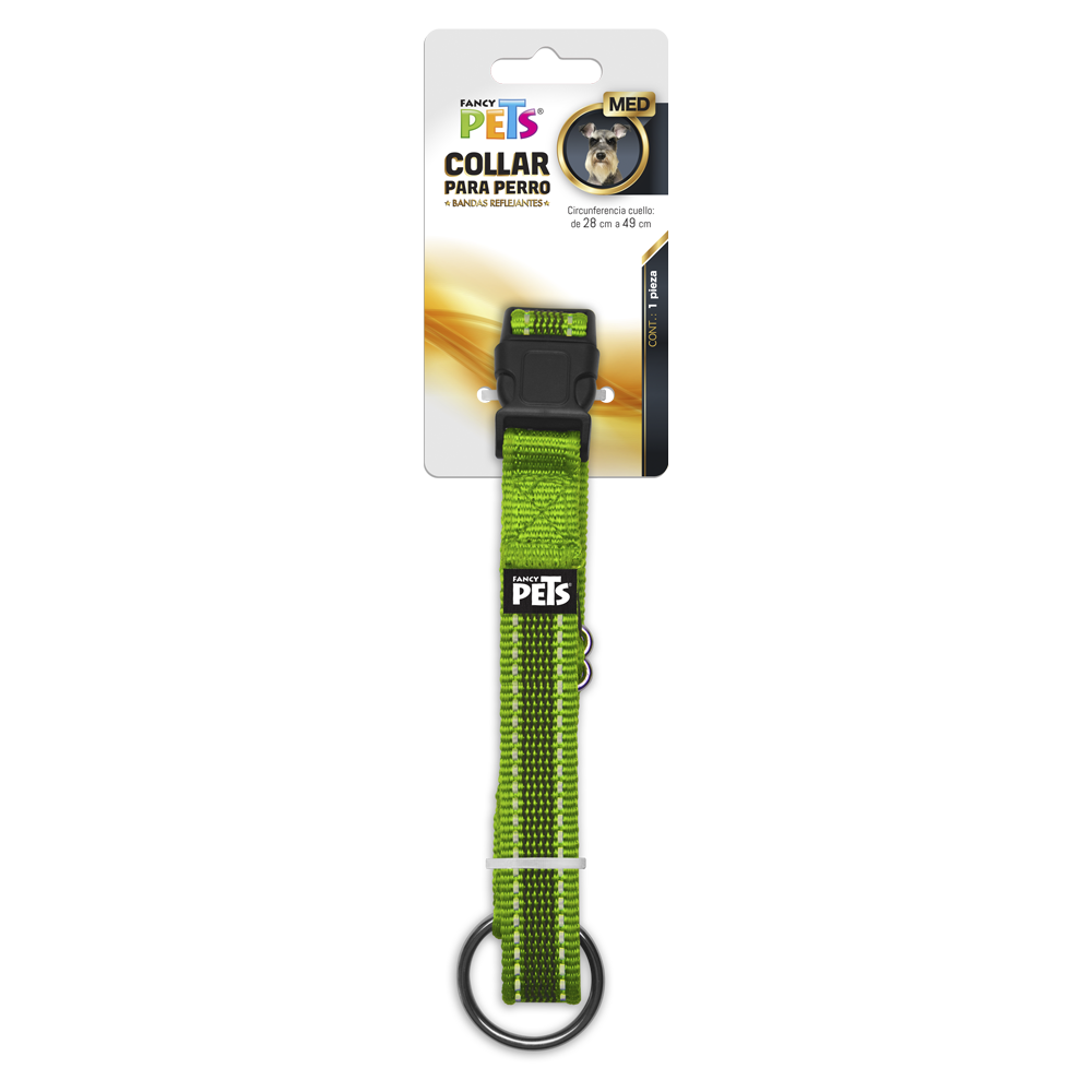 Foto 2 pulgar | Collar para Perro Fancy Pets FL8722 color Verde Tamaño Mediano con Ultra Grip y Bandas Reflejantes