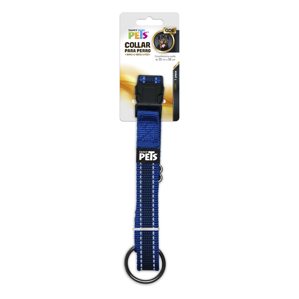 Collar con Ultra Grip y Bandas Reflejantes para Perro Fancy Pets color Azul