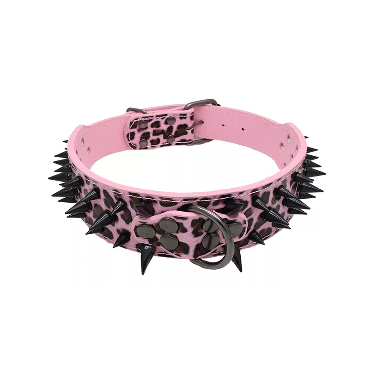 Collar Para Perro Eo Safe Imports Esi-10736 Con Picos De Metal Cuero Con Estilo M Rosa