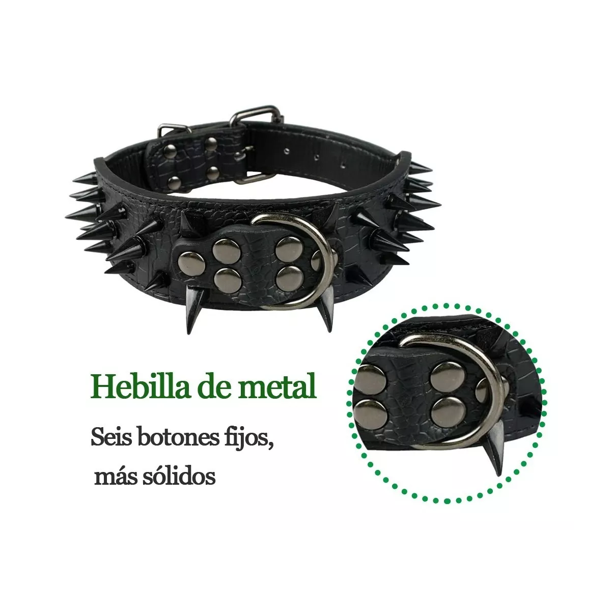 Foto 5 pulgar | Collar Para Perro Eo Safe Imports Esi-10735 Con Picos De Metal Cuero Con Estilo L Negro