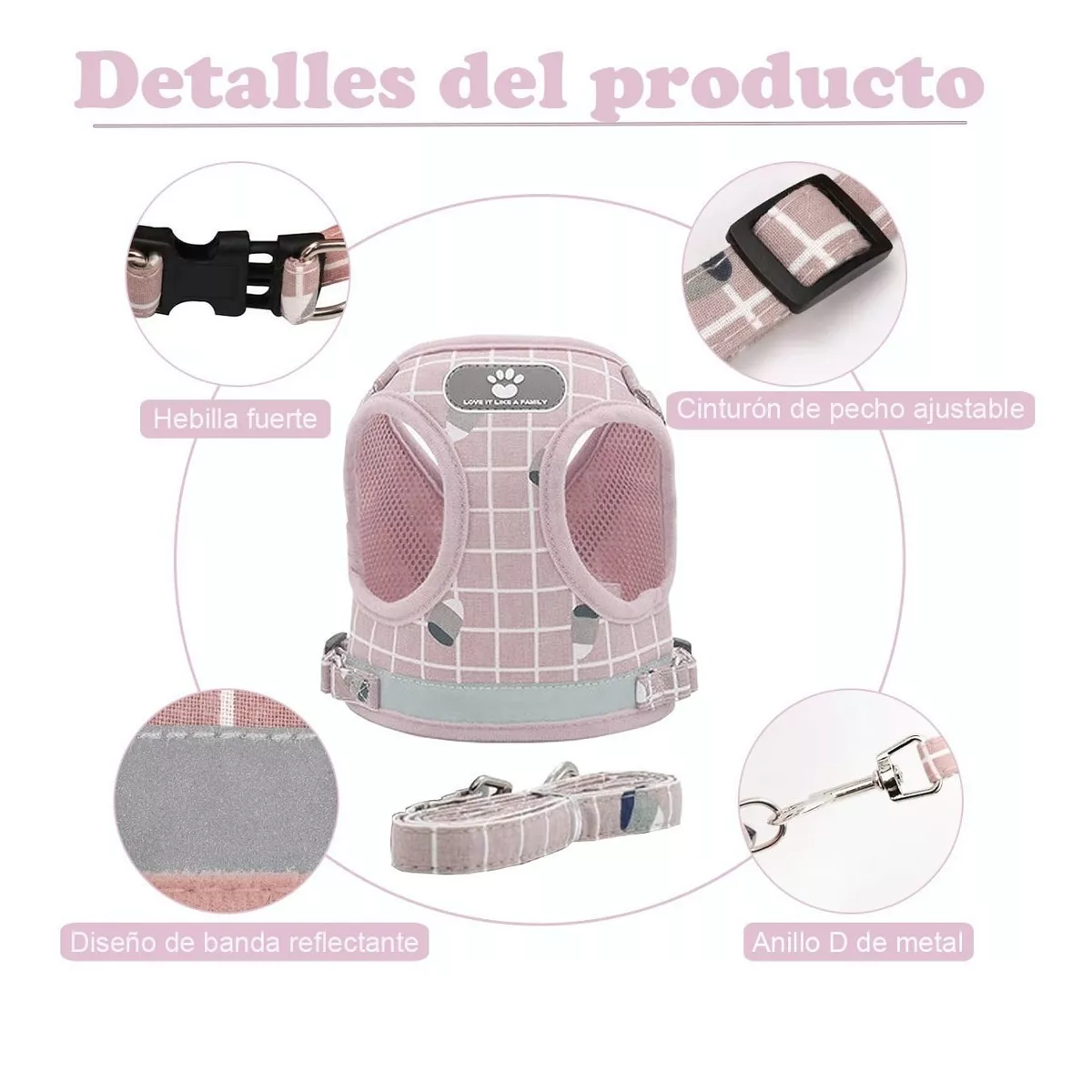 Foto 4 pulgar | Correa con Arnés Eo Safe Imports Esi12209 Rosa 2 Piezas para Mascota