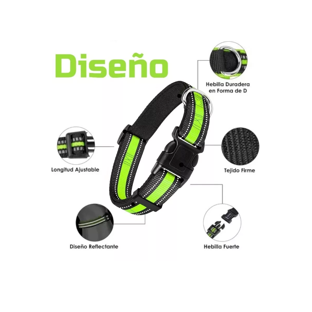 Foto 3 pulgar | Collar Reflejante para Perros con Broche Seguridad Ajustable Grande Eo Safe Imports Esi-12854 Multicolor