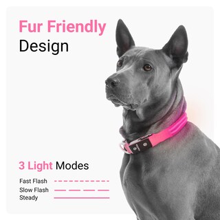 Foto 3 | Collar para Perro con Luz Led Rosa USB Recargable Resistente al Agua - Venta Internacional