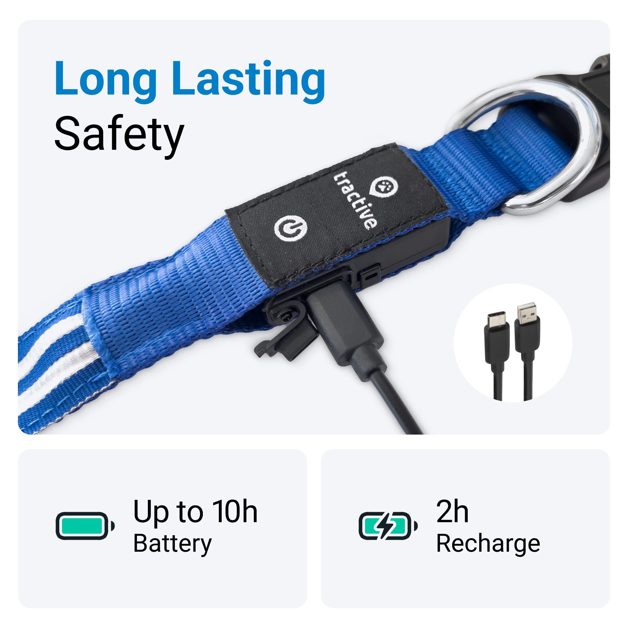 Foto 6 pulgar | Collar para Perro con Luz Led Azul USB Recargable Resistente al Agua - Venta Internacional