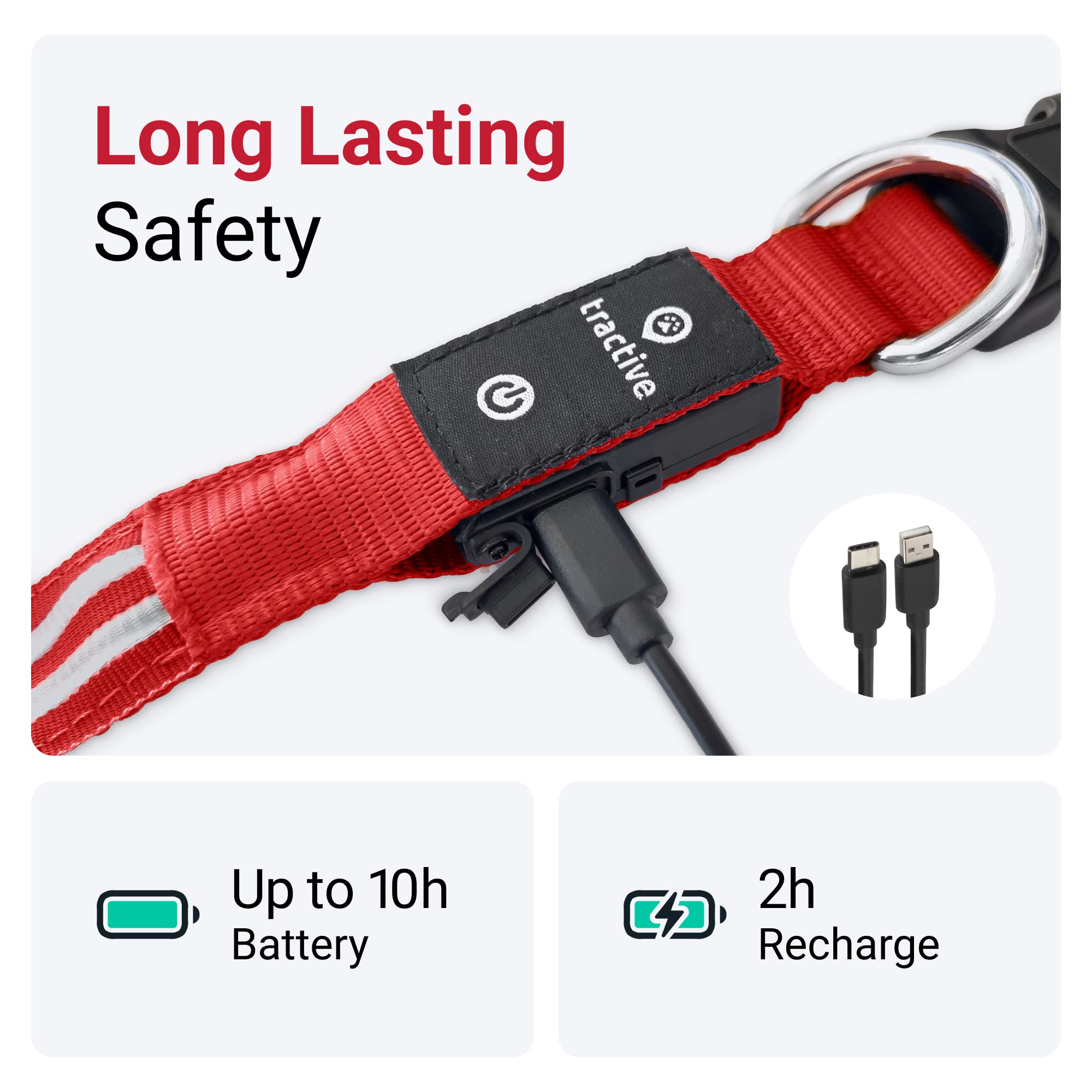 Foto 6 pulgar | Collar para Perro con Luz Led Roja USB Recargable Resistente al Agua - Venta Internacional