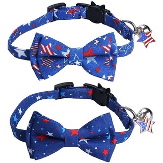 Foto 5 | Collares Para Gatos Del 4 De Julio Con Pajarita Bell Breakaway, Paquete De 2 - Venta Internacional.