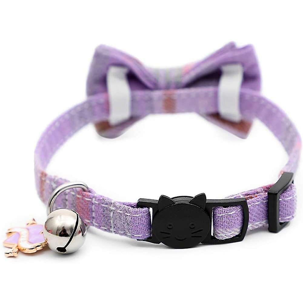 Foto 3 pulgar | Collares Con Forma De Gato Huoguo, Bonito Colgante De Amor, Con Campana Pequeña, Color Morado - Venta Internacional.
