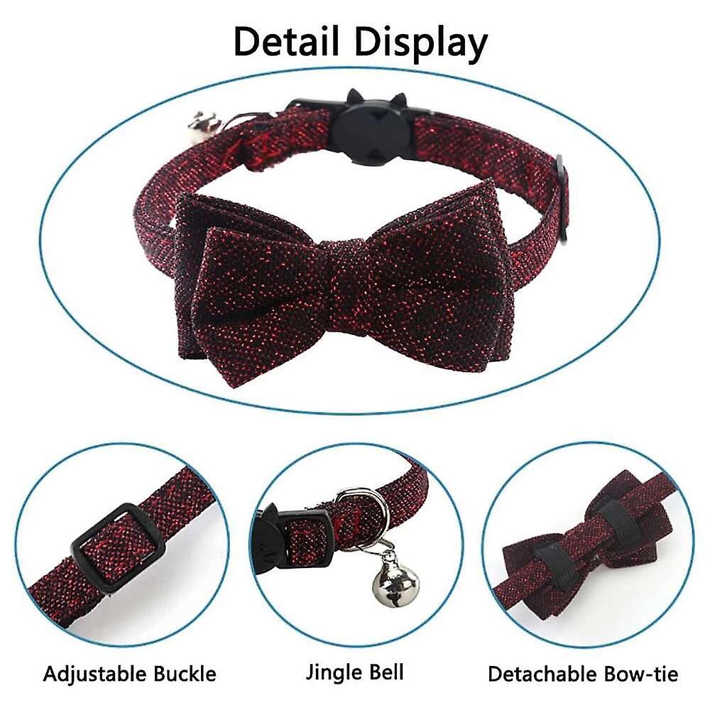 Foto 4 pulgar | Collar Para Gatos Breakaway Huoguo Con Pajarita Extraíble Y Campana - Venta Internacional.