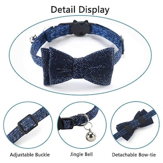 Foto 4 | Collar Para Gatos Breakaway Huoguo Con Pajarita Extraíble Y Campana - Venta Internacional.